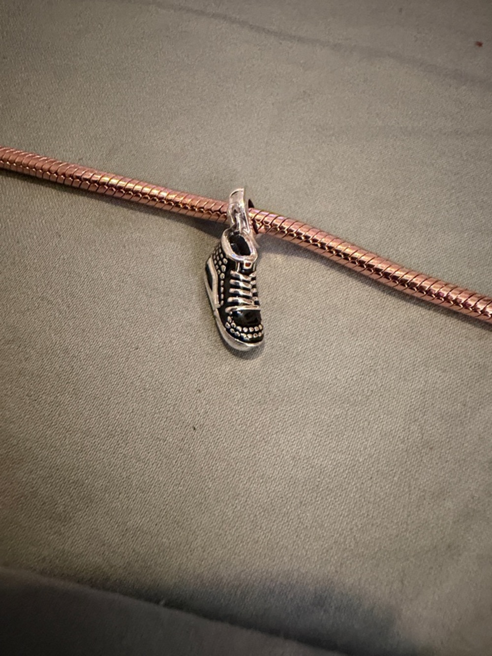 Silver & Black High-Top Sneaker Dangle Charm - Picture 2 of 5